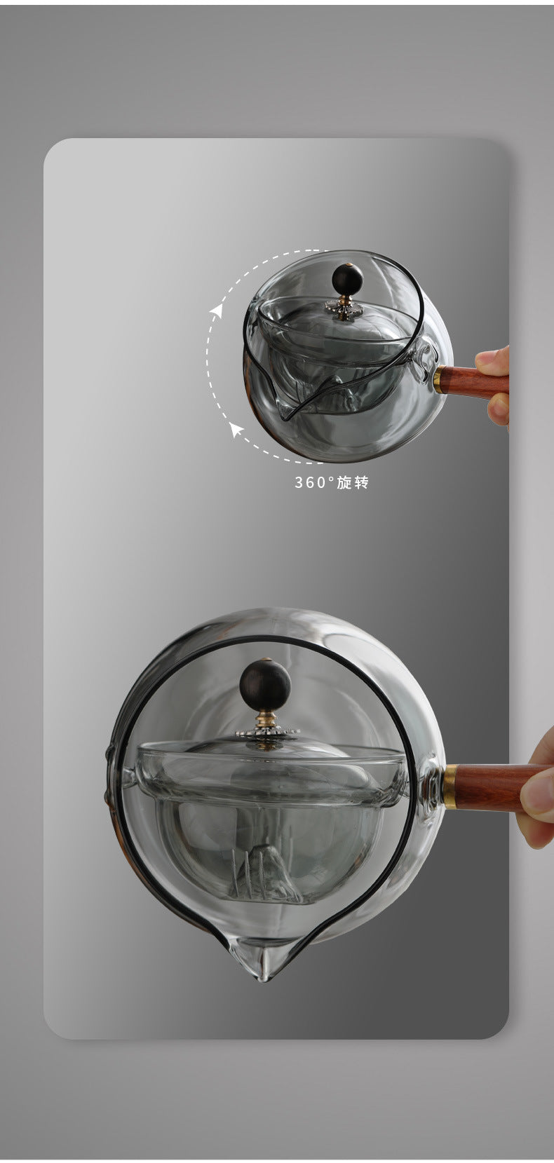 Glass Teapot Modern Rotate Chinese Kung Fu Tea Set