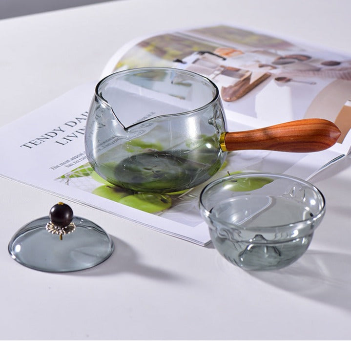 Glass Teapot Modern Rotate Chinese Kung Fu Tea Set